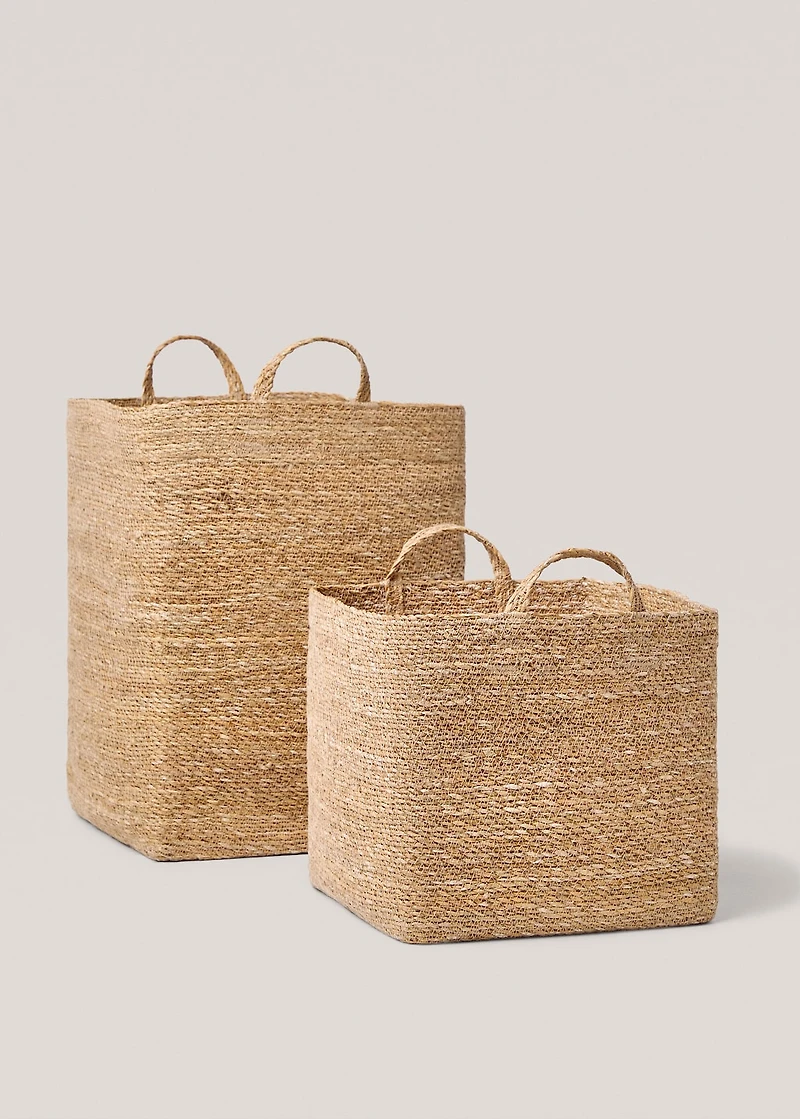 natural fiber rectangular basket