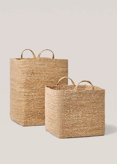 natural fiber rectangular basket