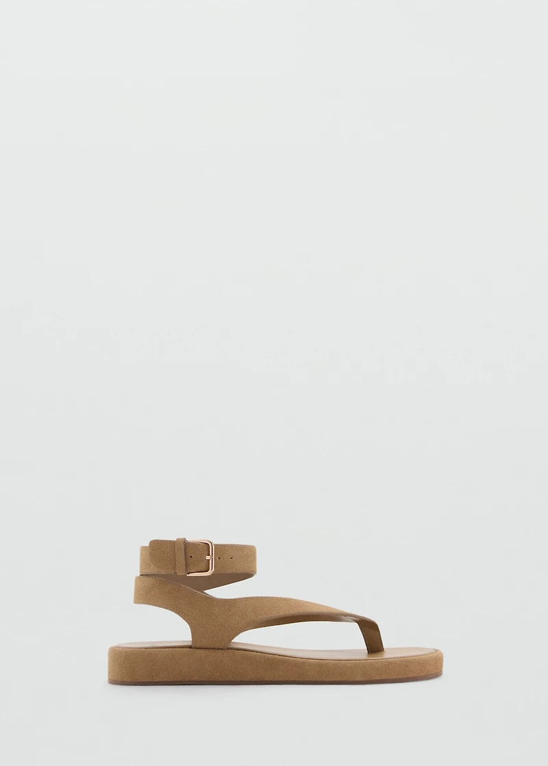 Split leather sandals with buckle