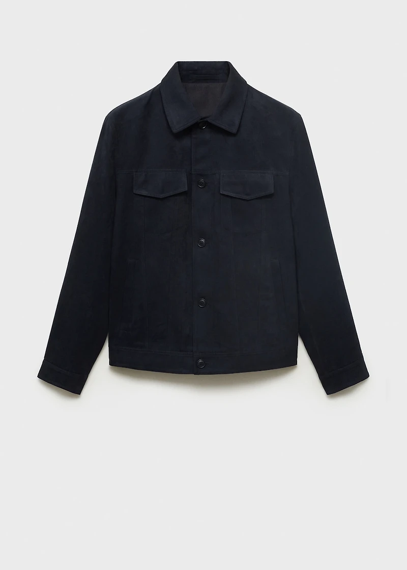 Suede faux-leather overshirt