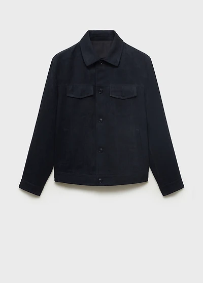 Faux suede leather overshirt
