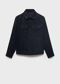 Suede faux-leather overshirt