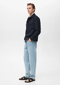 Suede faux-leather overshirt