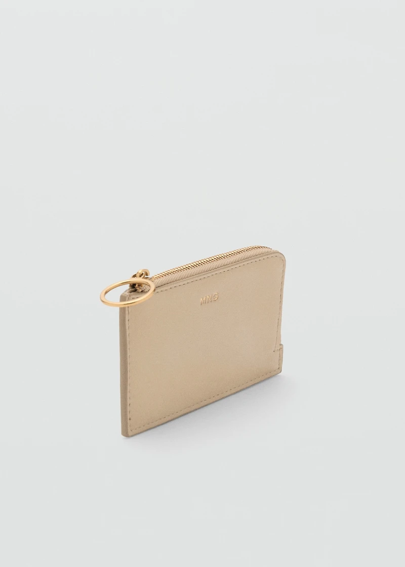 Pebbled leather effect cardholder with zip