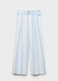 Striped culotte pants with belt