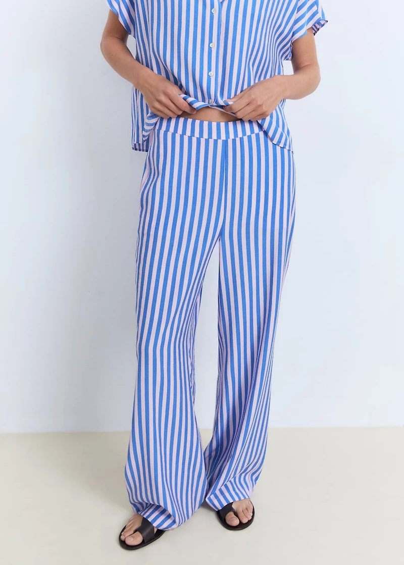 Stripe-print straight pants