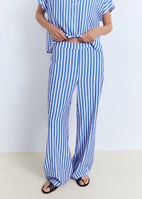 Stripe-print straight pants