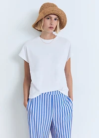 Stripe-print straight pants