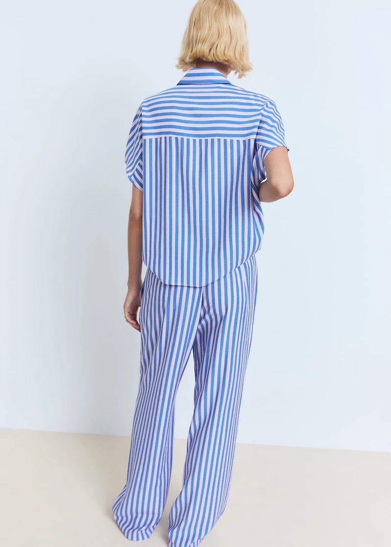 Stripe-print straight pants