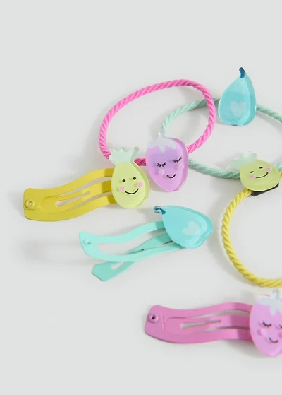 Pack of rubber bands and clips
