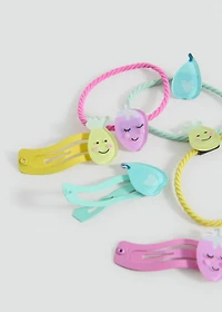 Pack of rubber bands and clips