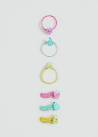 Pack of rubber bands and clips