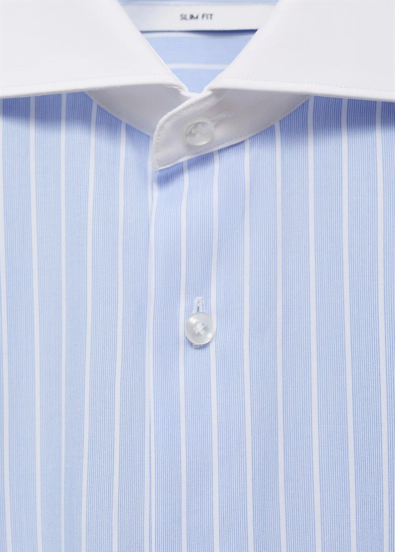 Striped-print slim-fit suit shirt