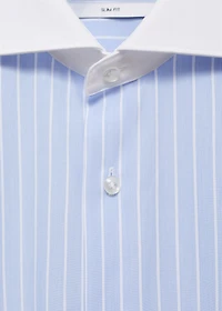 Striped-print slim-fit suit shirt