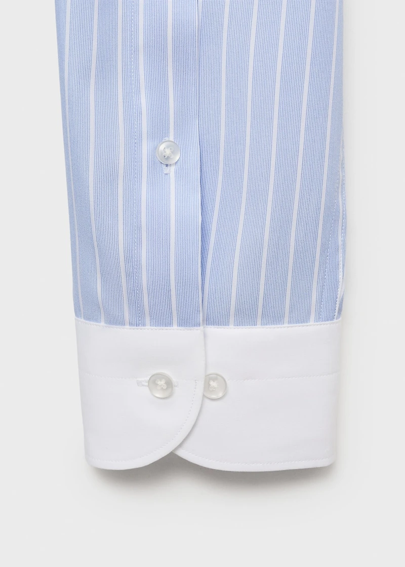 Striped-print slim-fit suit shirt