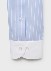 Striped-print slim-fit suit shirt