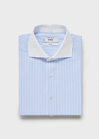 Striped-print slim-fit suit shirt