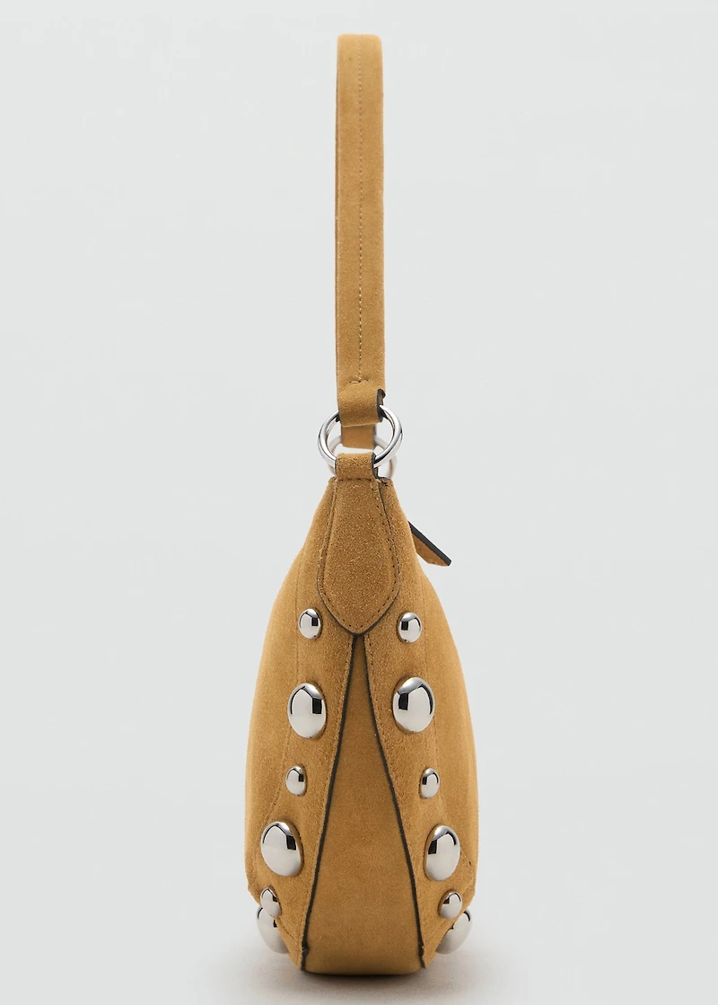 Suede leather studded handbag