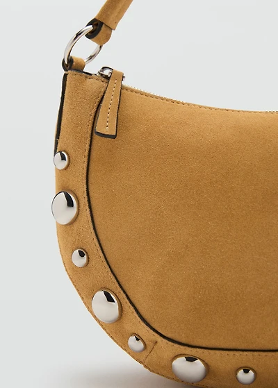 Suede leather studded handbag