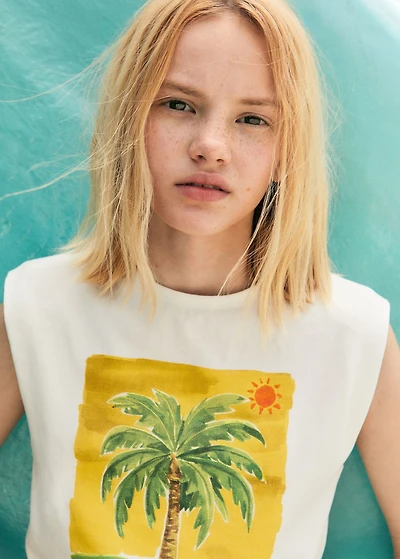 Sleeveless print t-shirt