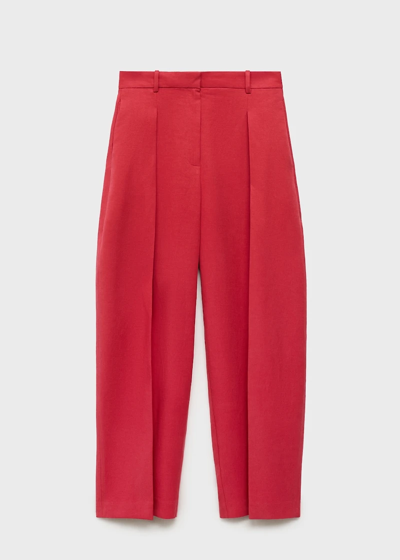 Linen-blend balloon suit pants