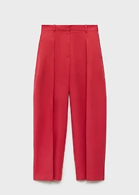 Linen-blend balloon suit pants