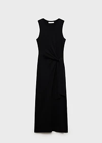 Cotton midi-dress with knot detail
