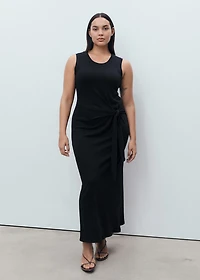 Cotton midi-dress with knot detail