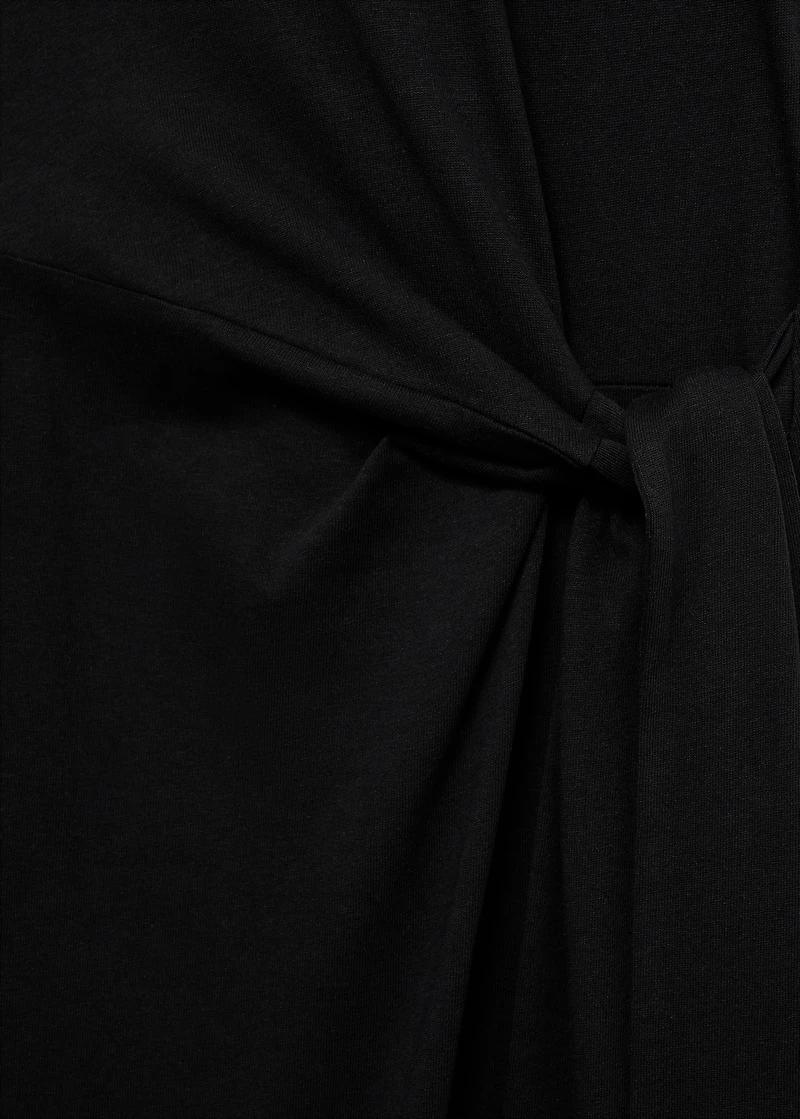 Cotton midi-dress with knot detail