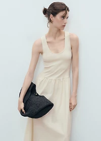 Flared dress combined fabric