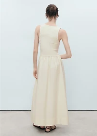 Flared dress combined fabric