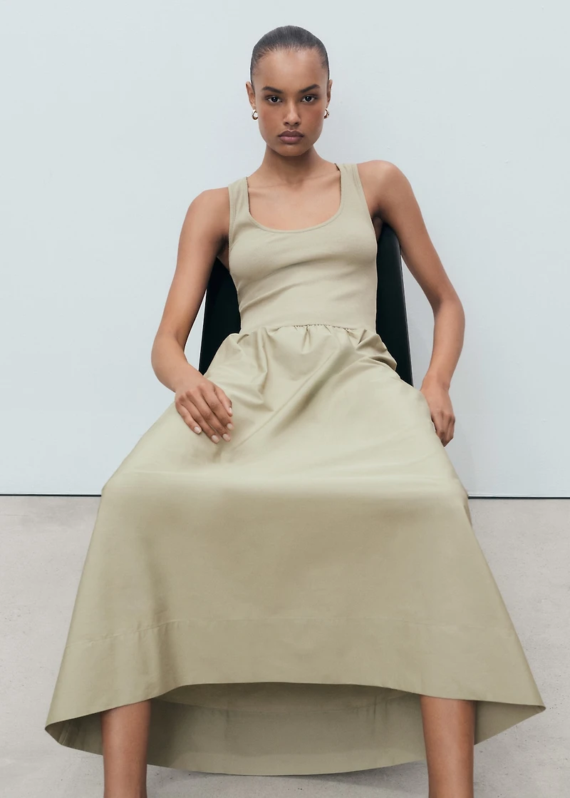 Flared dress combined fabric