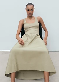 Flared dress combined fabric