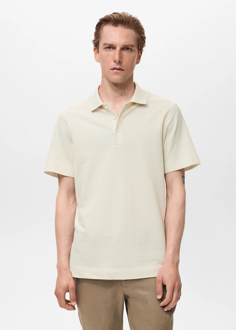Fine rib-knit polo shirt