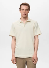 Fine rib-knit polo shirt