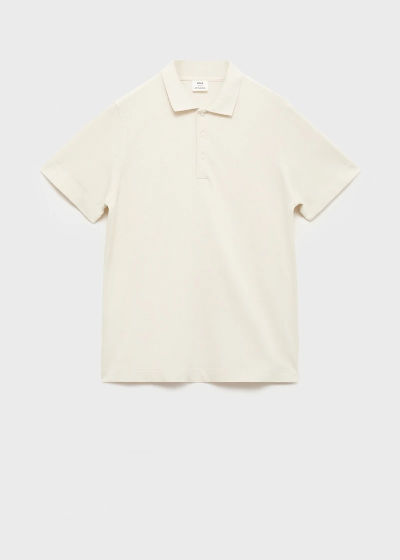 Fine rib-knit polo shirt