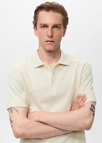 Fine rib-knit polo shirt