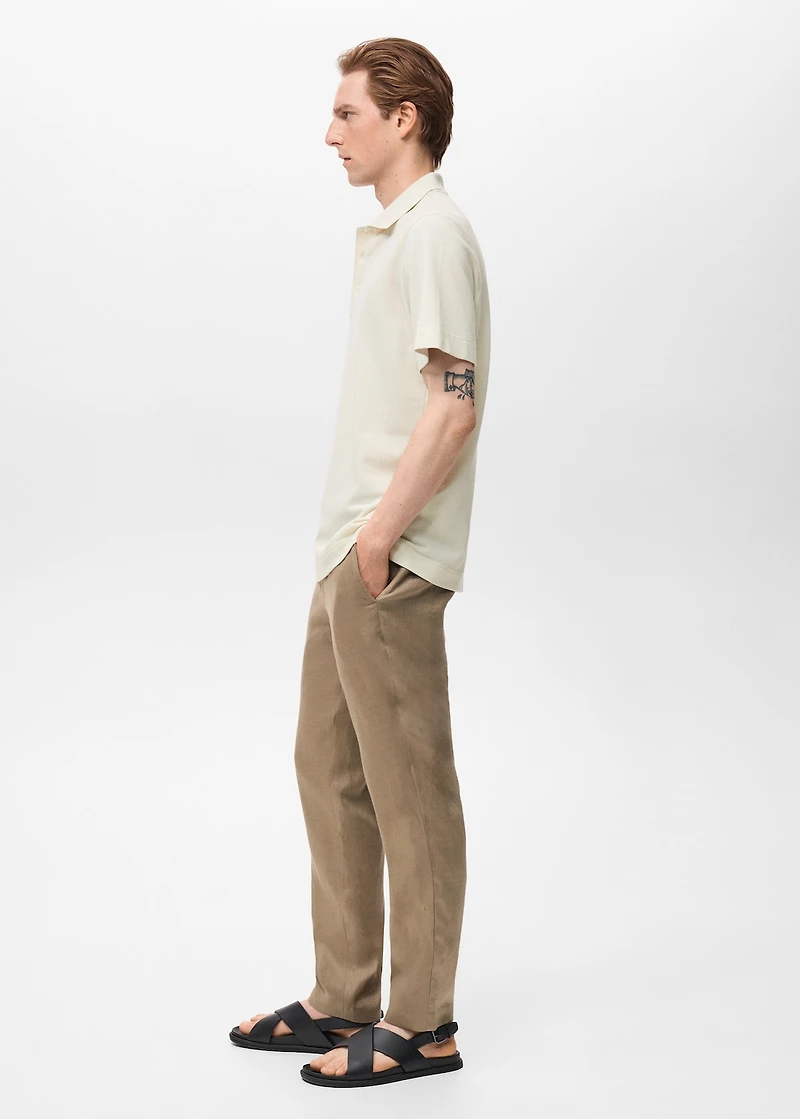 Fine rib-knit polo shirt