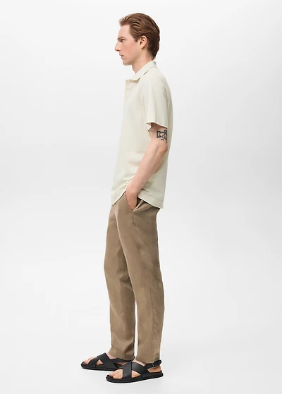 Fine rib-knit polo shirt