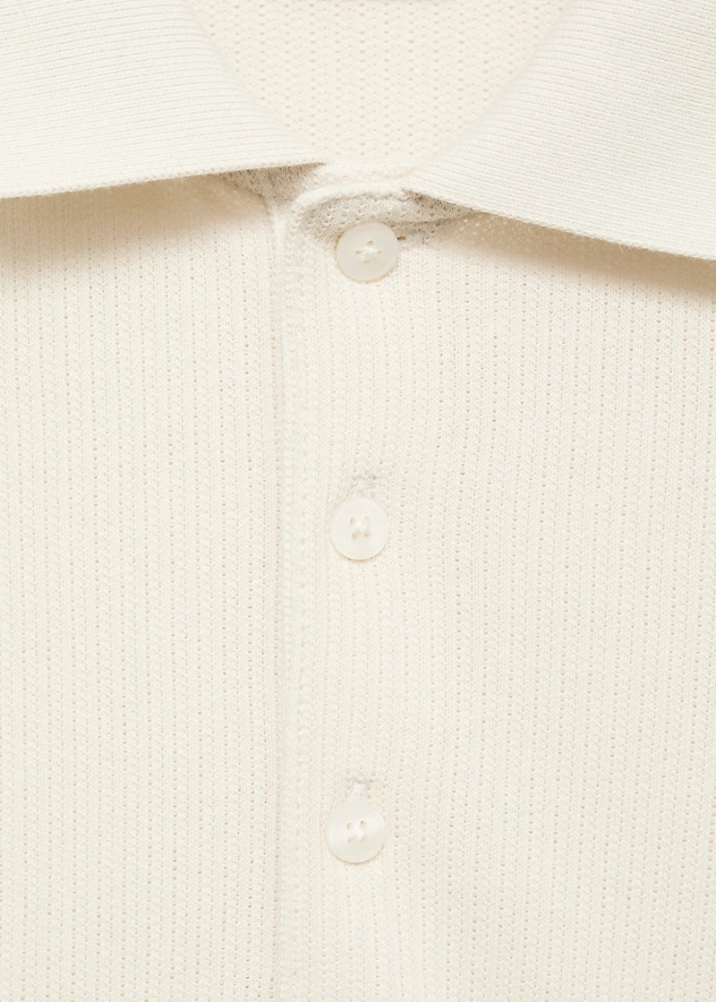Fine rib-knit polo shirt