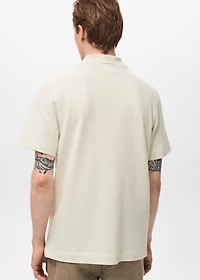 Fine rib-knit polo shirt