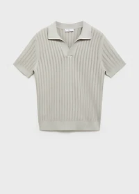 Fine-knit herringbone polo shirt