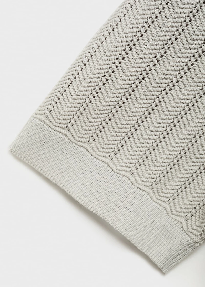 Fine-knit herringbone polo shirt