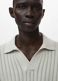 Fine-knit herringbone polo shirt