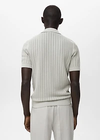 Fine-knit herringbone polo shirt