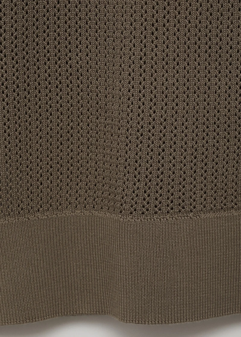 Knitted cotton polo shirt with lace pattern