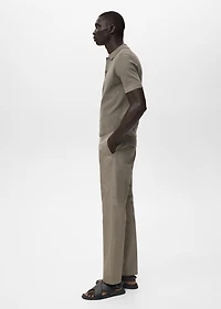 Knitted cotton polo shirt with lace pattern