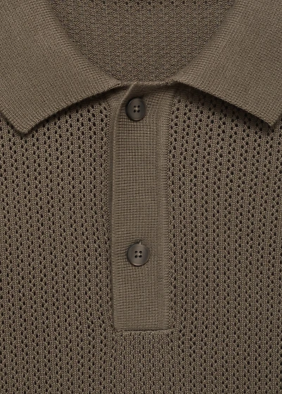 Knitted cotton polo shirt with lace pattern