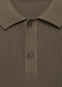 Knitted cotton polo shirt with lace pattern