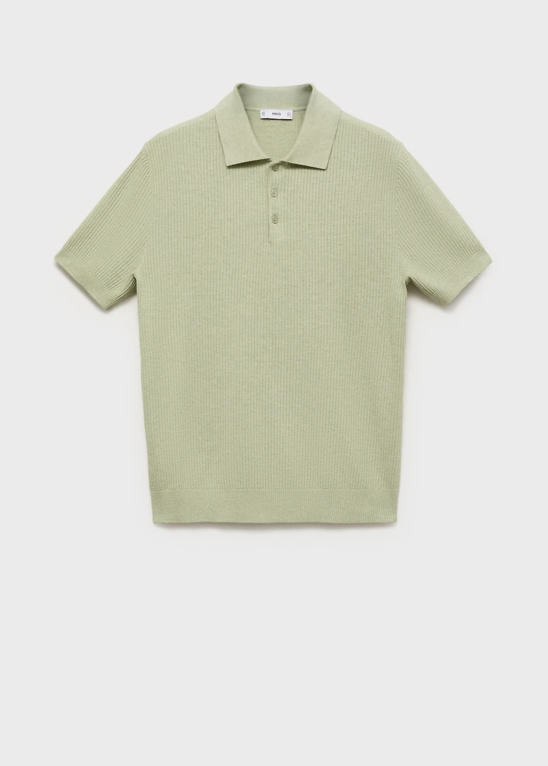 Ribbed knit polo shirt
